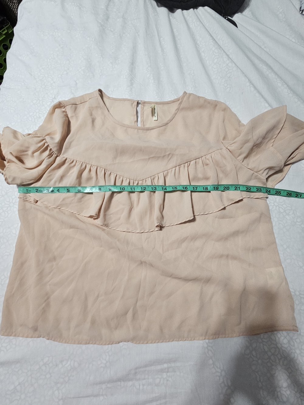 Truth Cream Ruffle-Front Long Sleeve Blouse - Picture 3 of 6